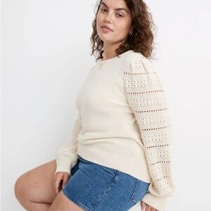 Maxwell Cream Sweater with Lace Sleeves